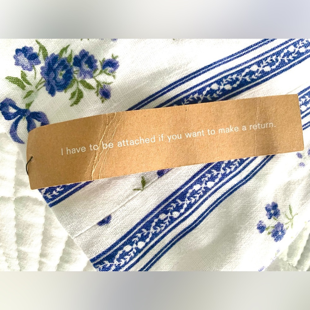 Reformation Overland Linen Tank Top, White and Blue Floral - Picture 3 of 10